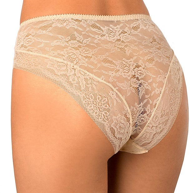 Sandy Black Beige Lace Hi Cut Hipster Panties