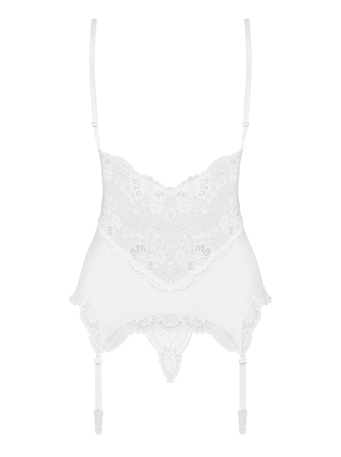 Elegant White Lace Corset and Thong Set