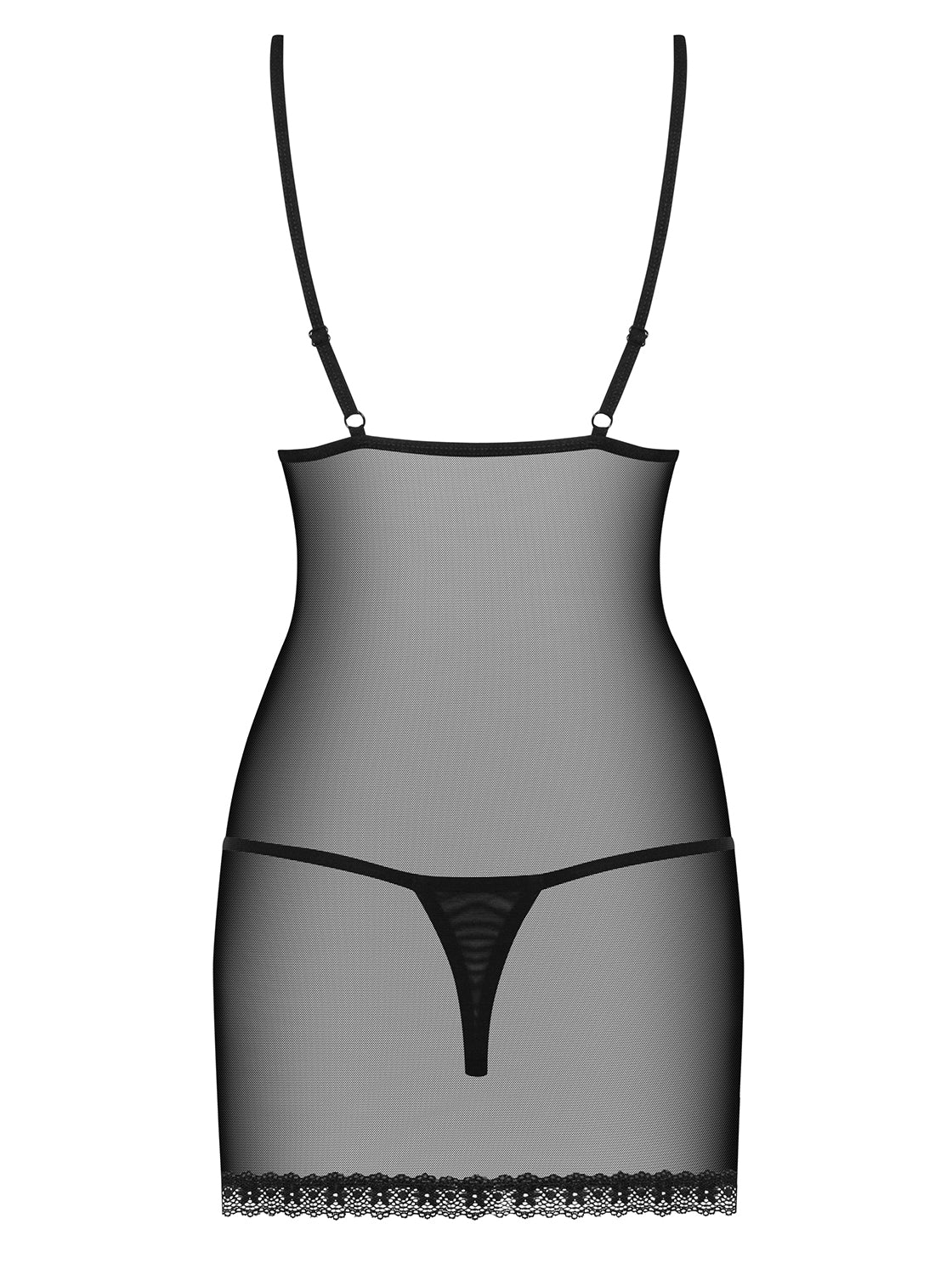 Foxy Black Mesh Set Chemise and Thong