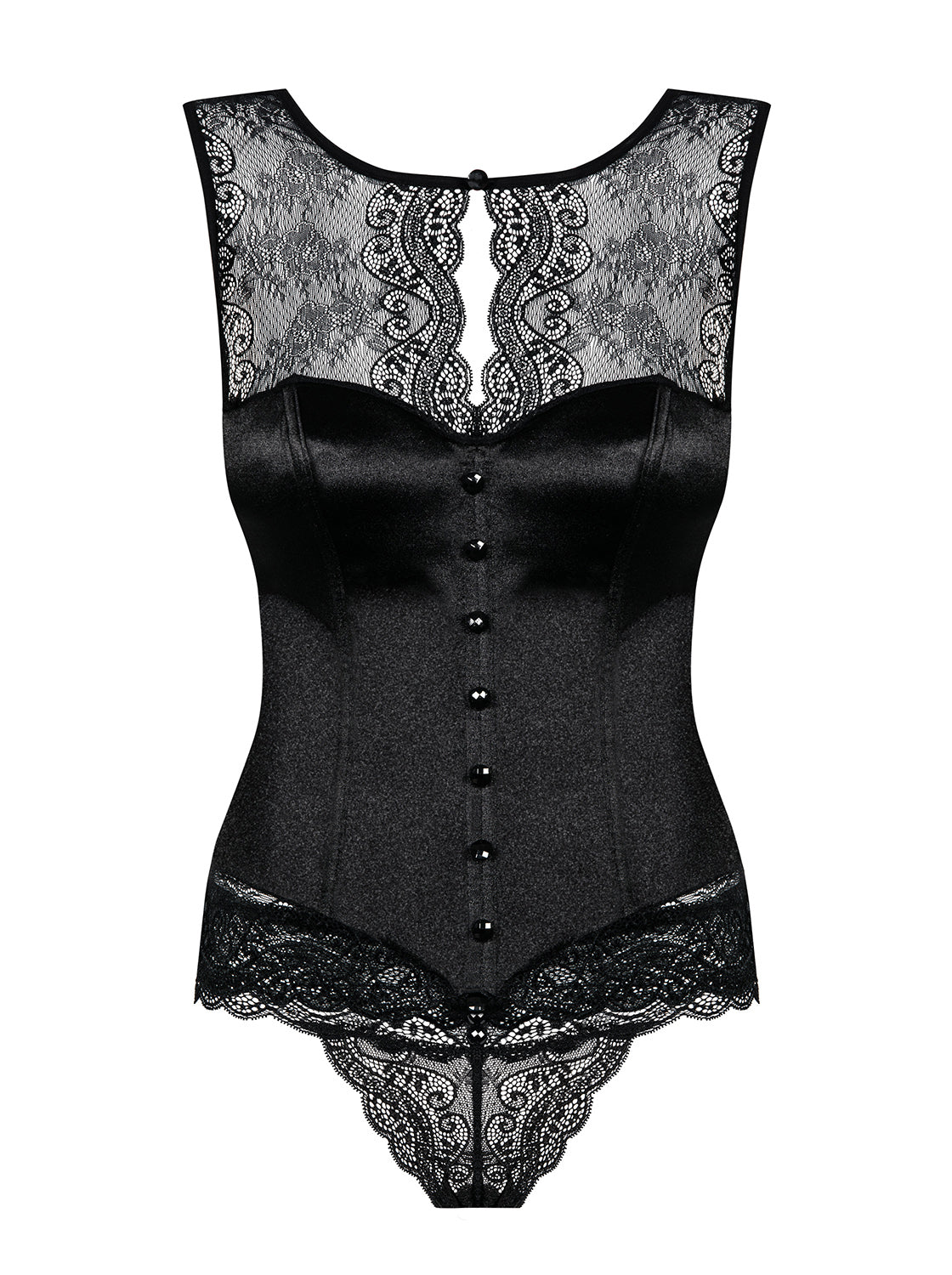 Miamor Black Satin Corset and Thong
