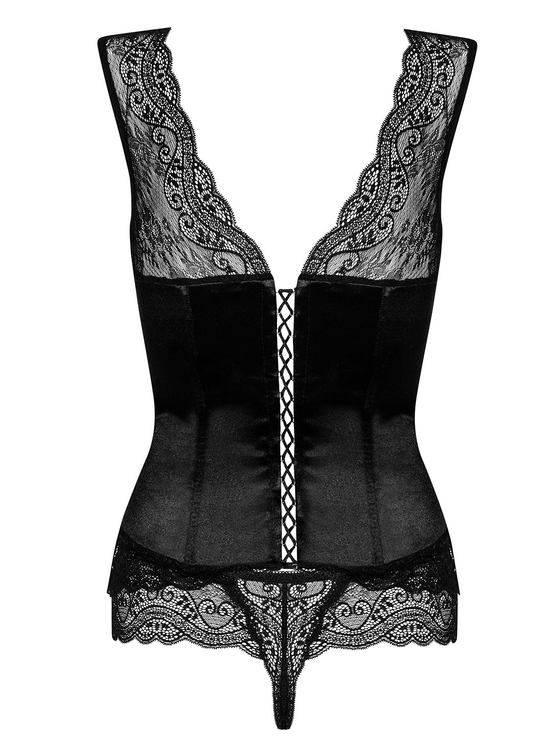Miamor Black Satin Corset and Thong