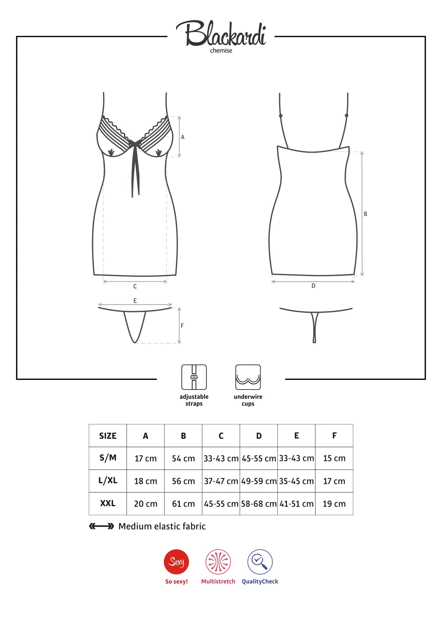 Blackardi Cobalt Chemise and Thong Set Blue