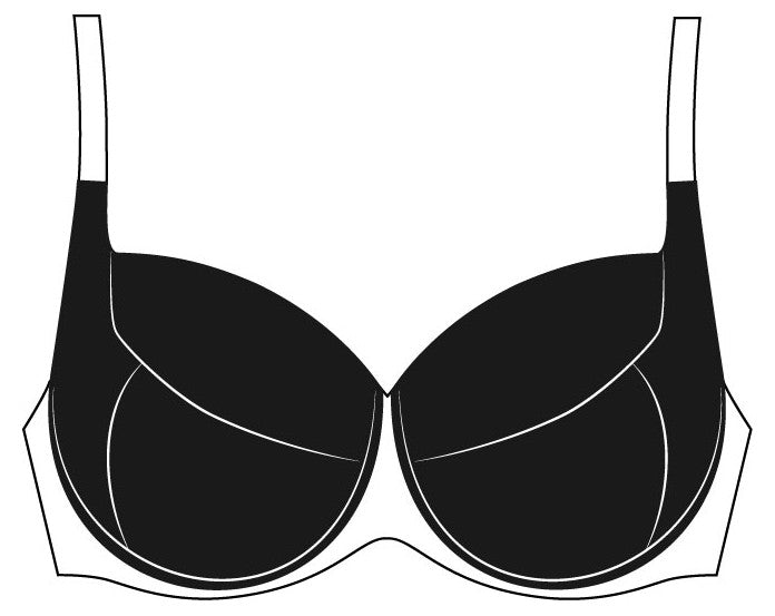 Full Cup Bra Kate Satin Smoothing Padded Black