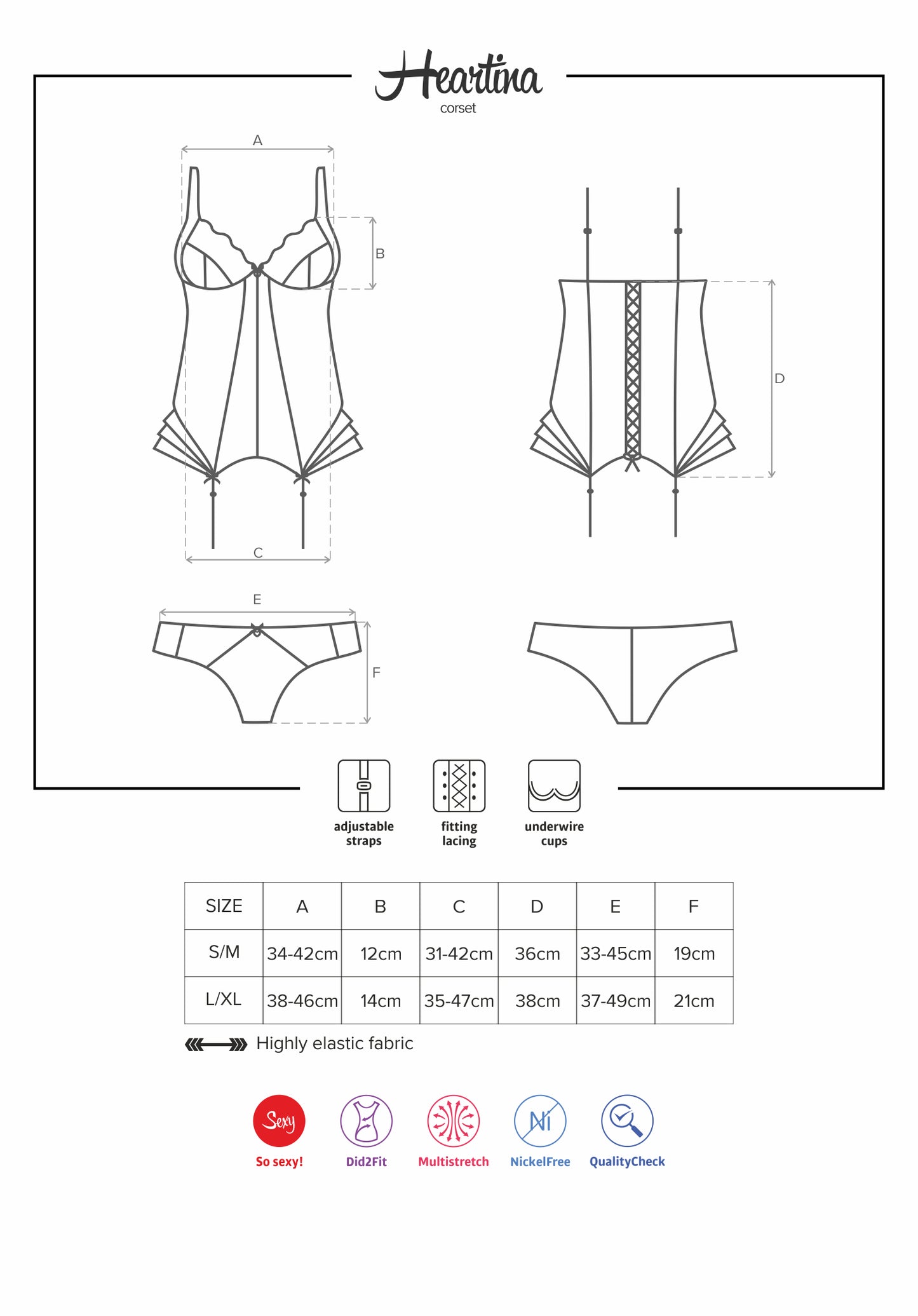 Heartina Racy Red Set Corset and Panties