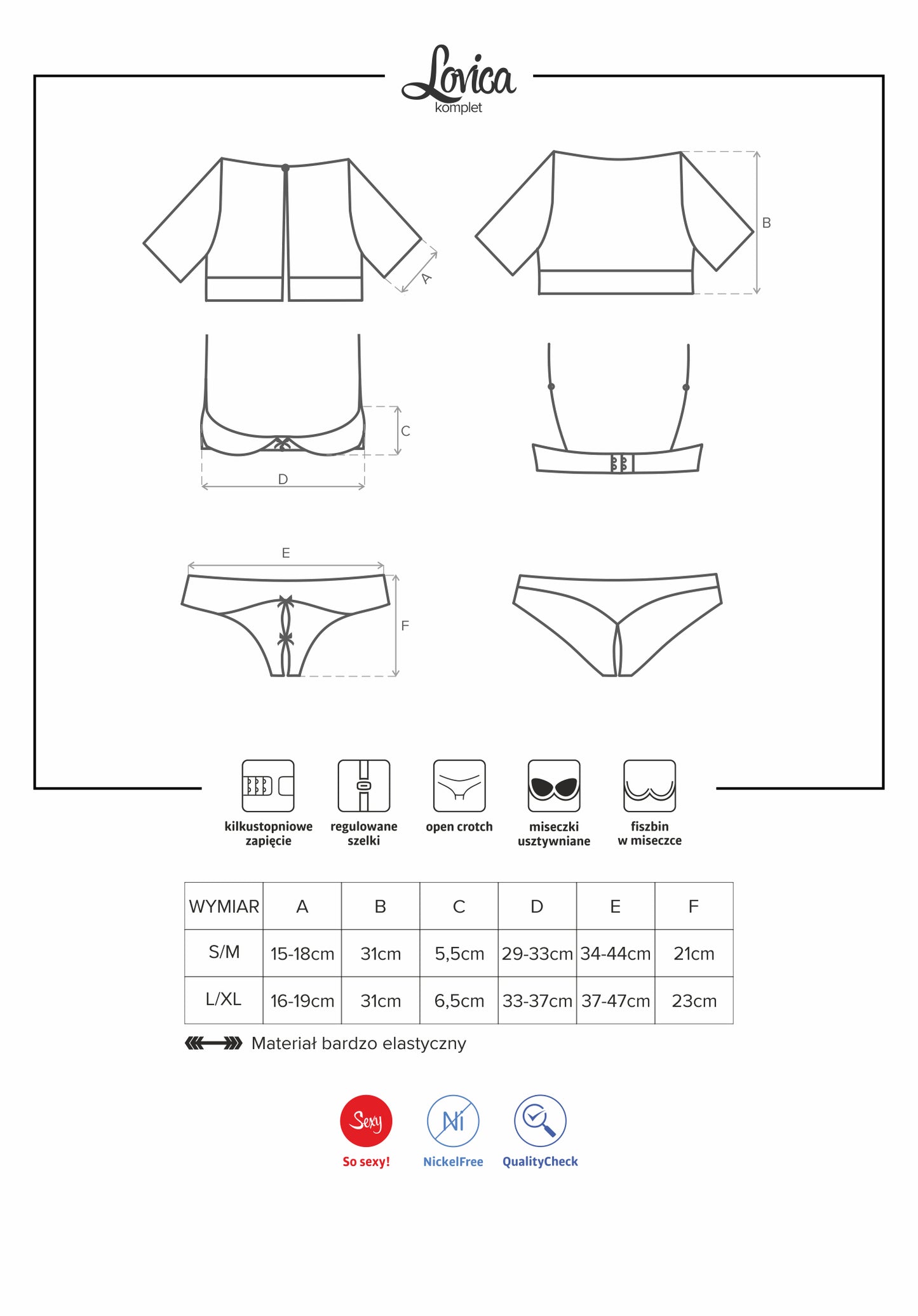 Lovica Red-Hot Set Three Pieces: Half Bra, Bolero and Thong