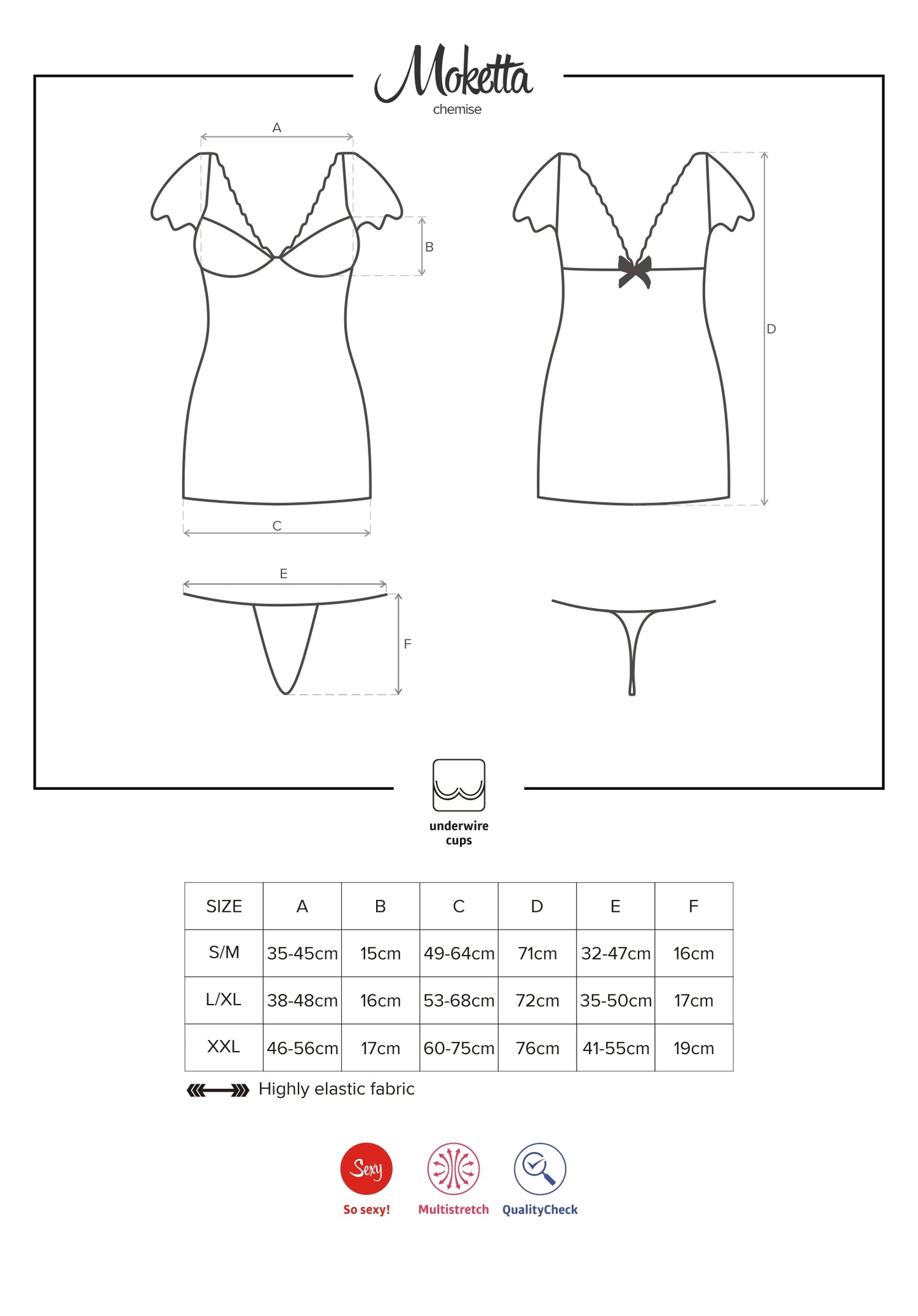 Moketa Black Captivating Set Chemise and Thong