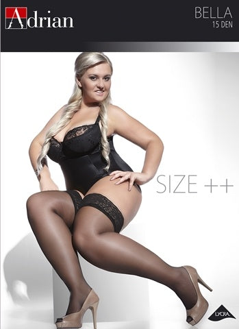 Curvy Legs 2XL Bella Self Supporting Stockings Black Graphite