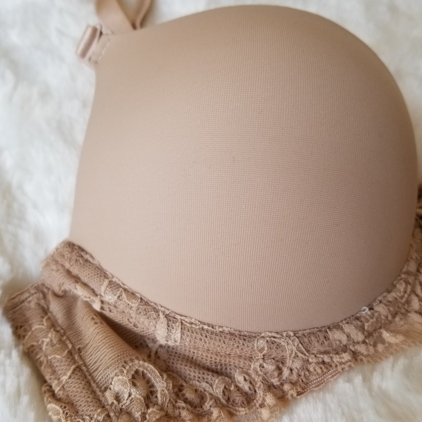 Molded Push Up Adamari Beige Smooth Cup Lace band Removable Straps