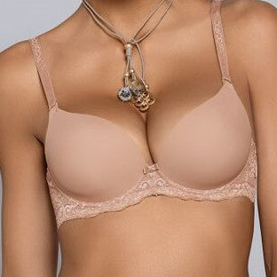 Molded Push Up Adamari Beige Smooth Cup Lace band Removable Straps