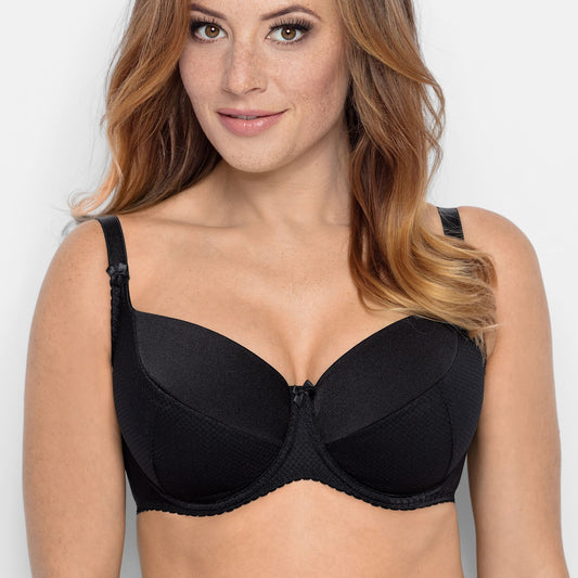 Full Cup Bra Kate Satin Smoothing Padded Black