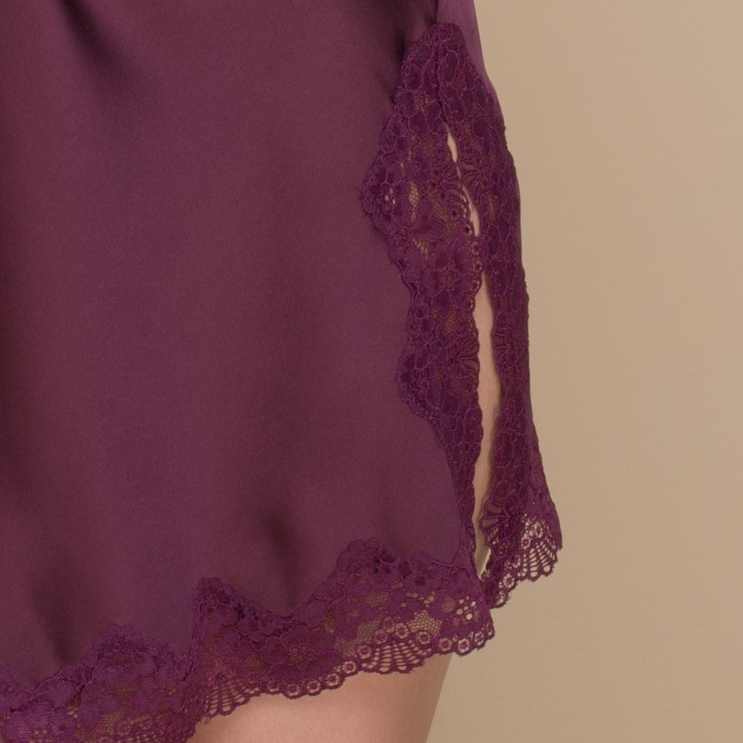 Dariel Aubergine Nightgown with Golden Straps Purple