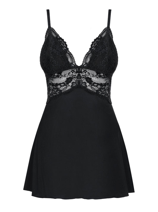 Adorable Babydoll & Thong Set Black