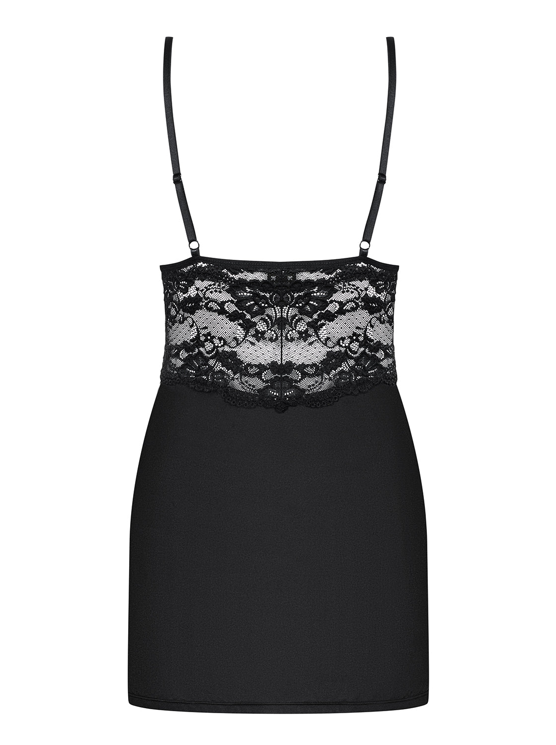 Enticing Lace Black Chemise and Thong Set
