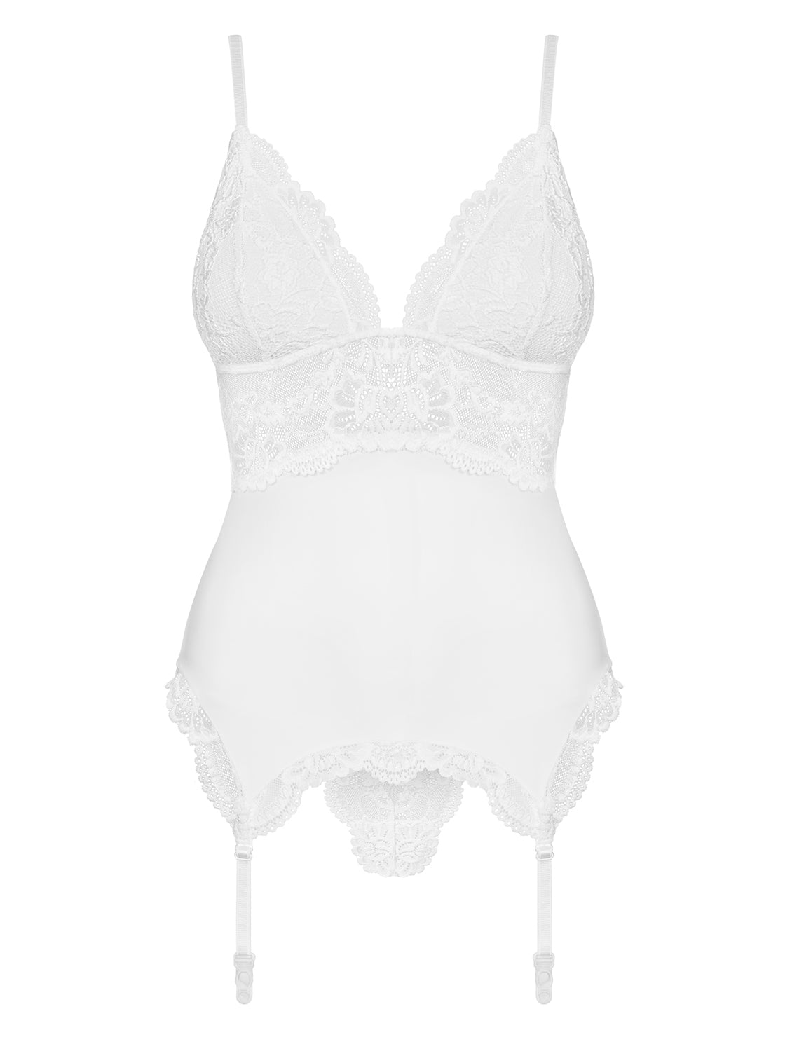 Elegant White Lace Corset and Thong Set