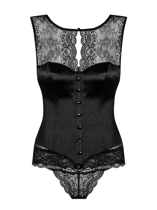 Miamor Black Satin Corset and Thong