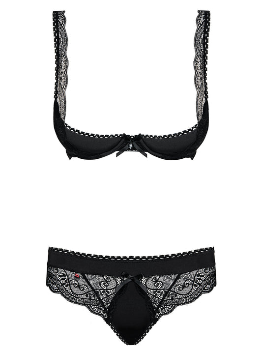 Miamor Daring Black Set Two Pieces: Half Bra and Thong