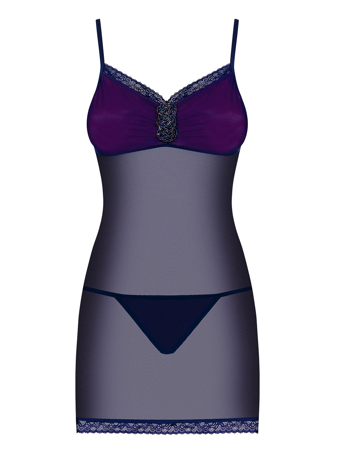 Suella Violet Blue Chemise and Thong Set