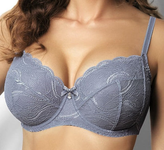 Moonstone Night Sky Blue Soft Bra with Silver Thread