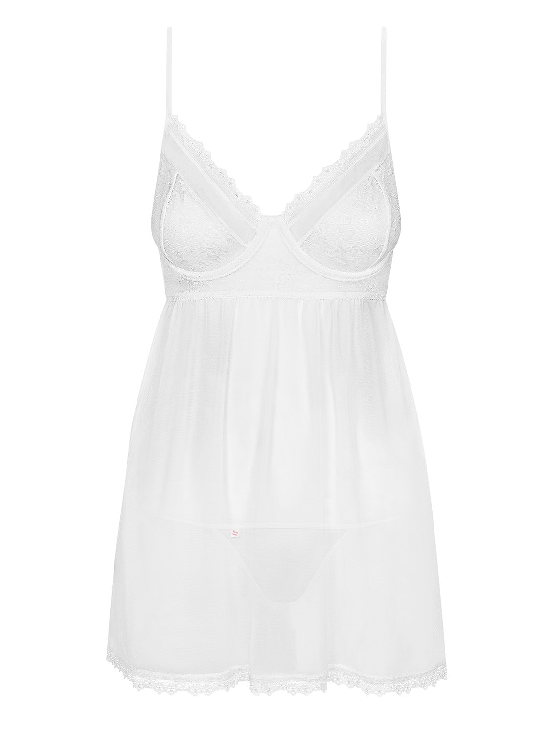 Favoritta Girly White Set Babydoll and Thong