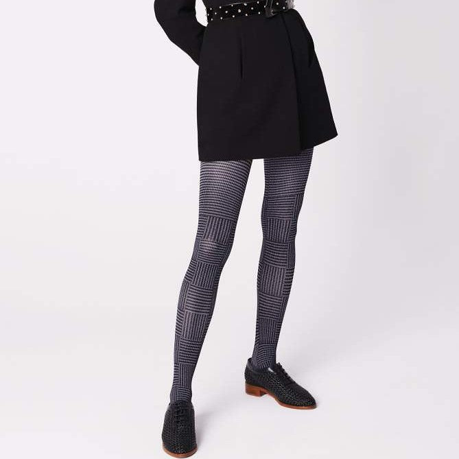 Ostia Patterned Tights 40 Den Black/White