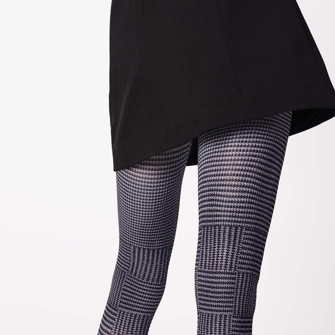 Ostia Patterned Tights 40 Den Black/White