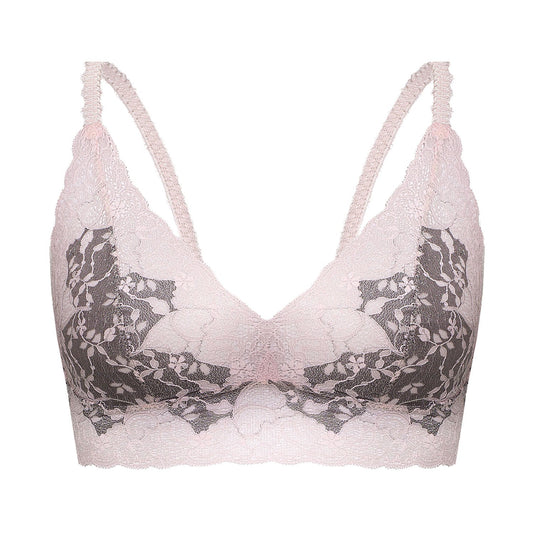 Megi Super Soft Lace Pink Grey Bra and Panties Set